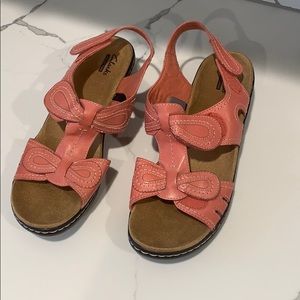 Pink Velcro Clark’s collection shoes